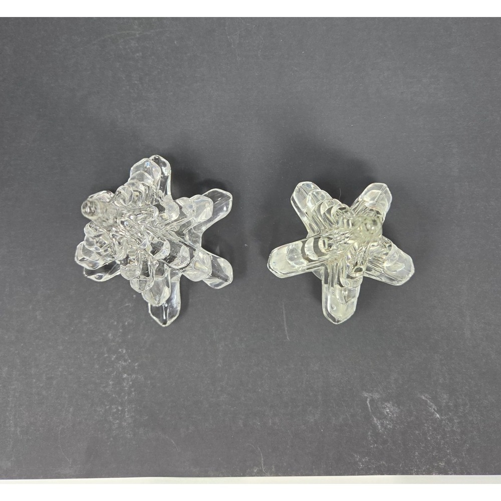 Set of 2 VTG Clear Art Glass Christmas Tree Figurines Holiday Decor 5.5" and 6" - Picture 8 of 12